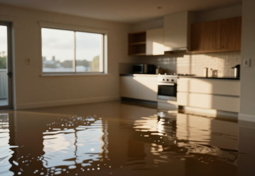 Flooded basement in Lane Cove West before drying